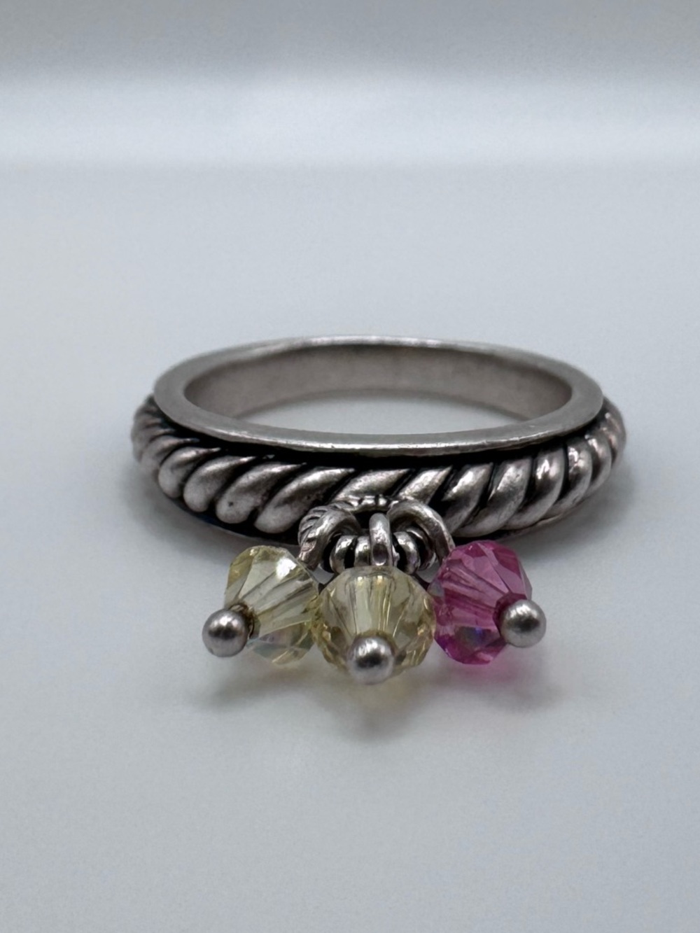 Sterling Silver 925 Beaded Cha Cha Charm Ring Size 7